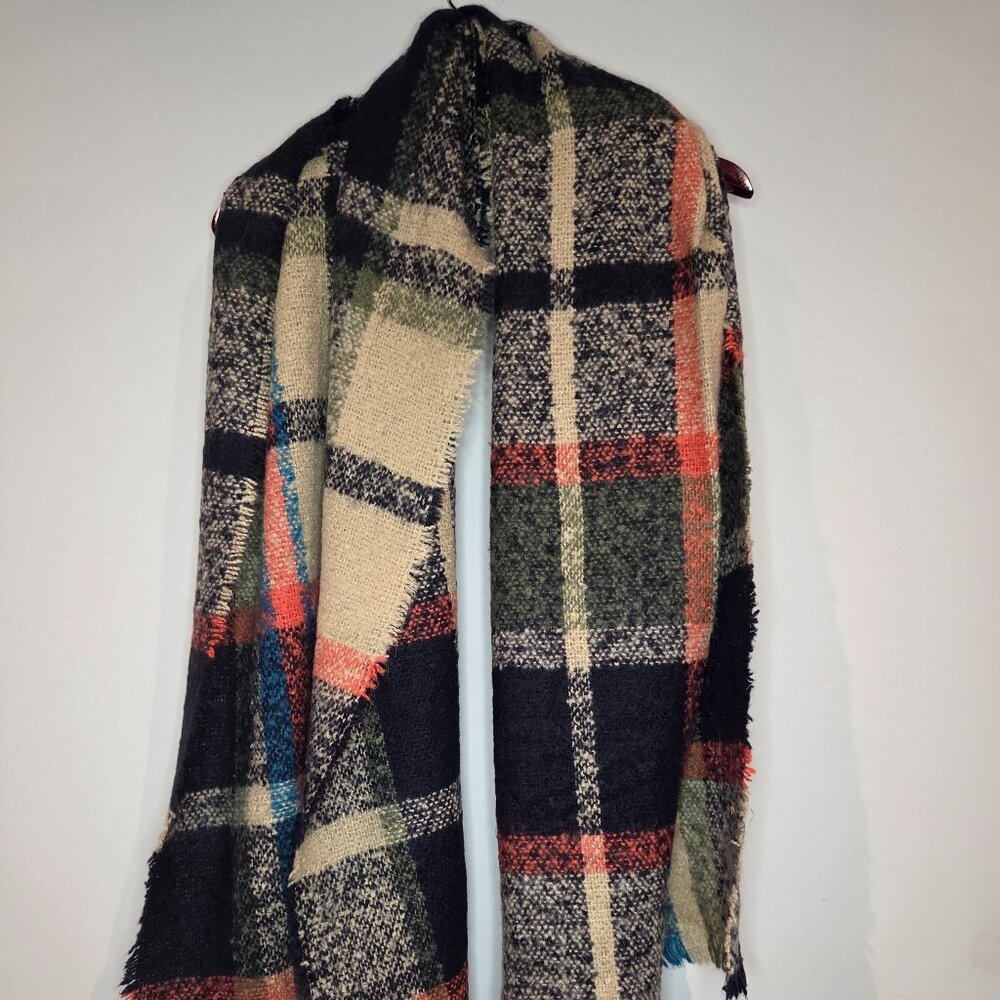 Warm Plaid Blanket Scarf